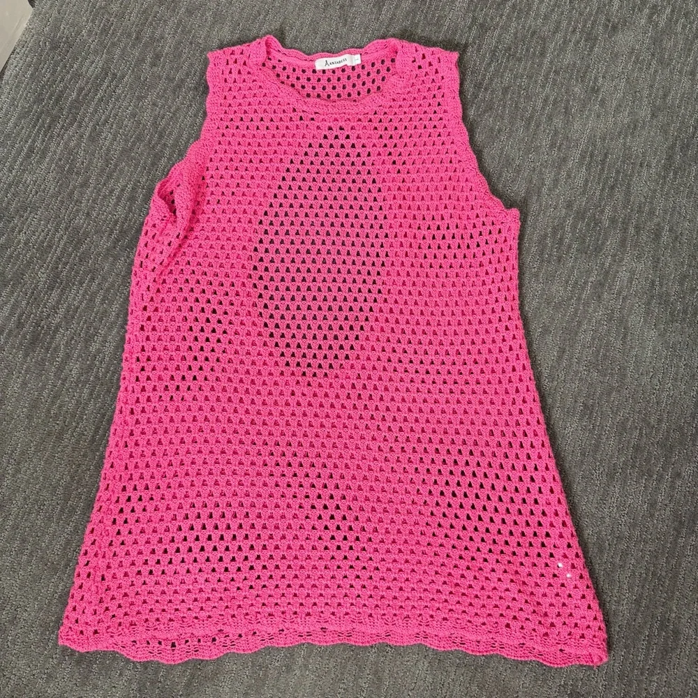 NEW ANRABESS Sleeveless Crochet Coverup, Size L - Picture 6 of 9
